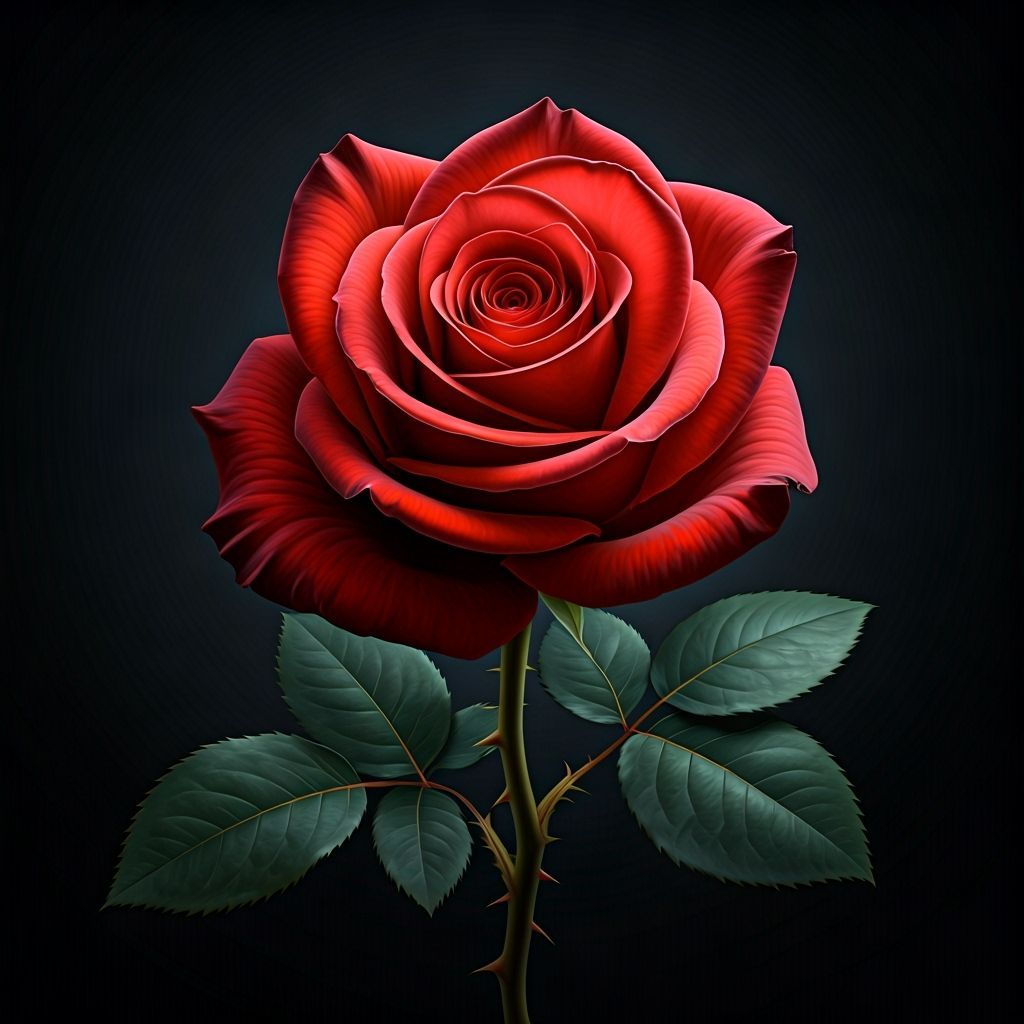 Realistic Red Rose with Ray Tracing and Shadows