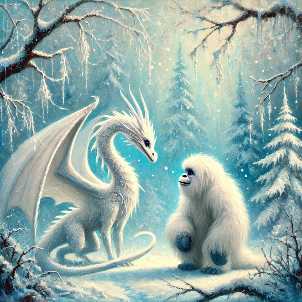 Dragon and yeti best friends