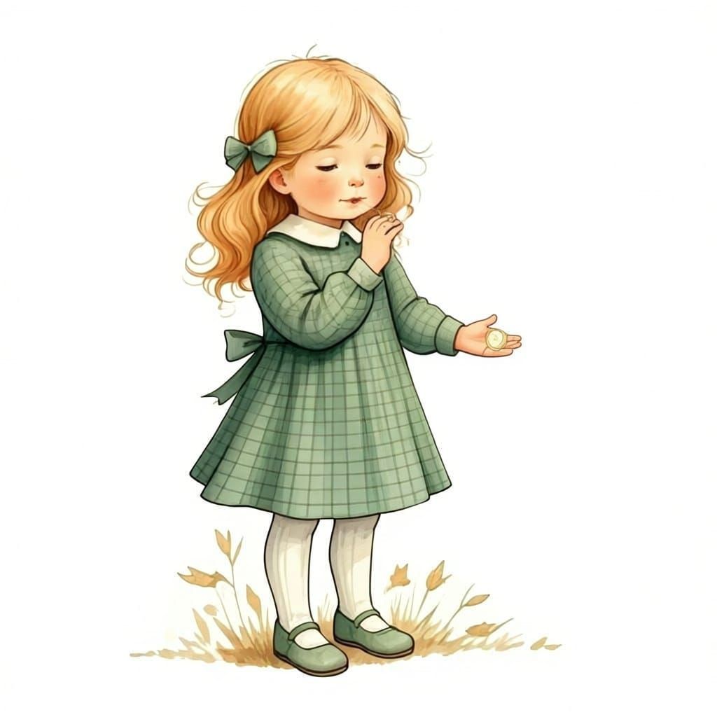 Girl Blowing Shofar in Watercolor Illustration