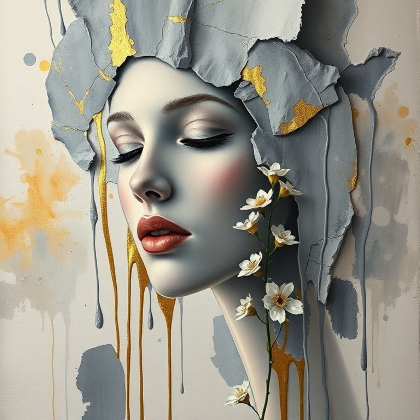 A serene, oil-painted woman