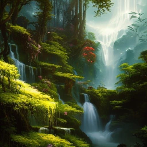 Waterfalls - AI Generated Artwork - NightCafe Creator