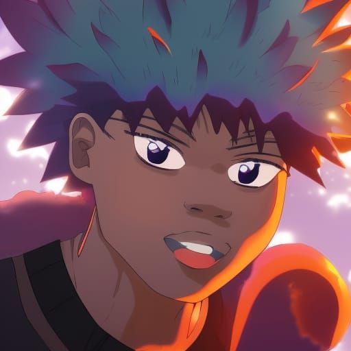 black boy, african american, rainbow pupils, muscular, overp...