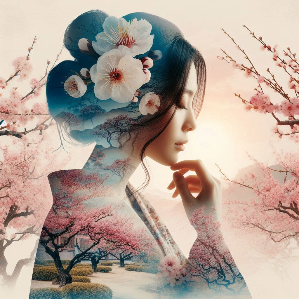 double exposure beautiful fantasy portrait landscape..