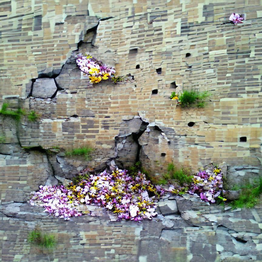 Ancient walls of flowers tumbling down