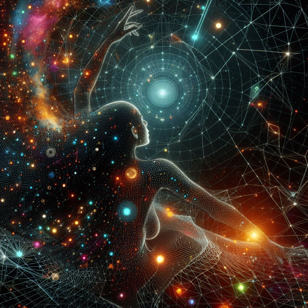 (geometric fractal wireframe neon:3.0) black outer space dus...