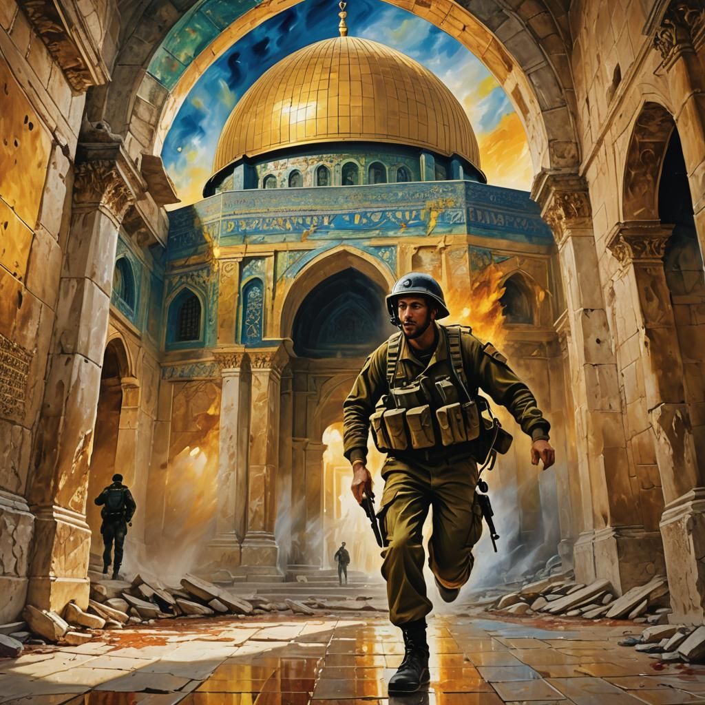 Israeli Soldier Breaks Dome of the Rock: Surreal Oil Paintin...