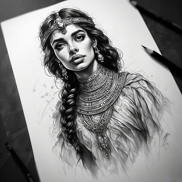 Cleopatra Selene II with Braided Hair wearing Egyptian Gown ...