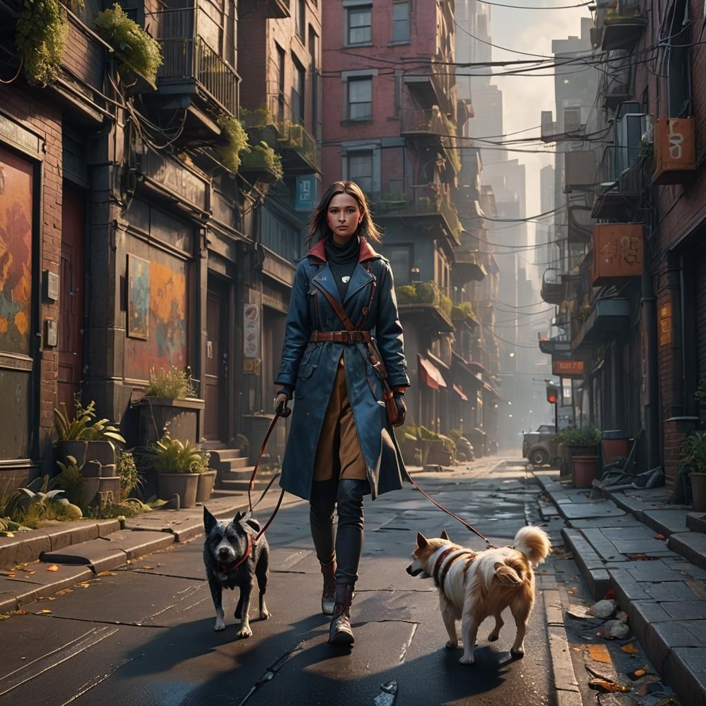 Walking the dog.