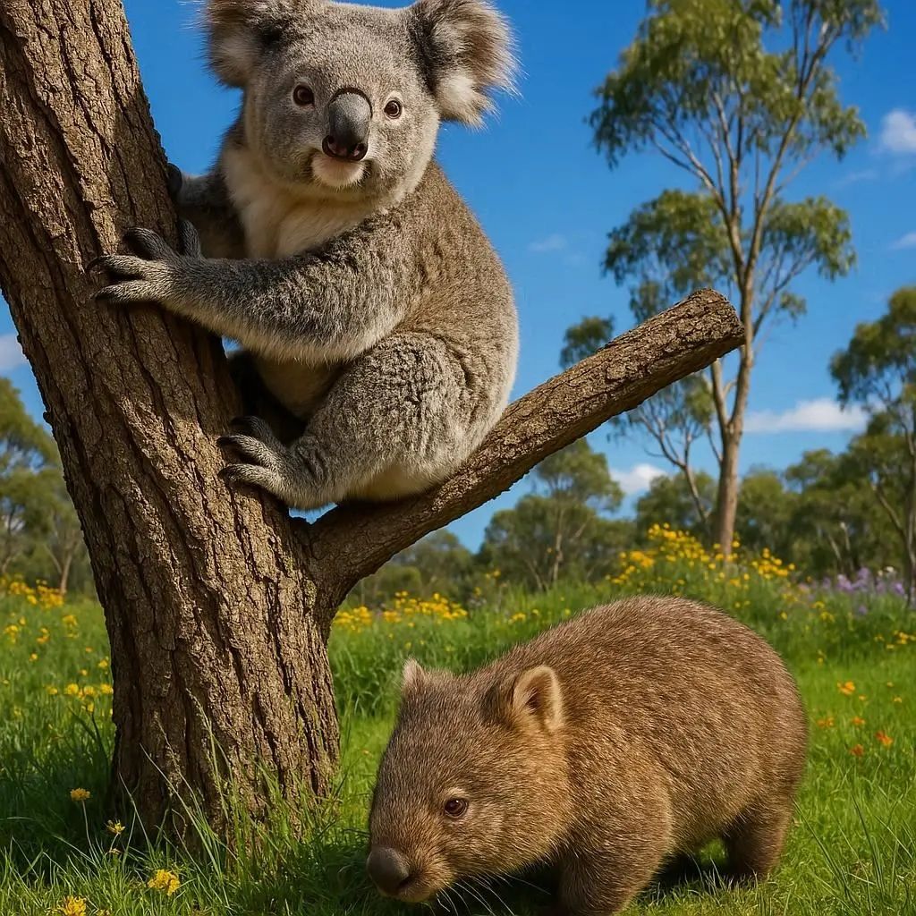 Koala and wombat