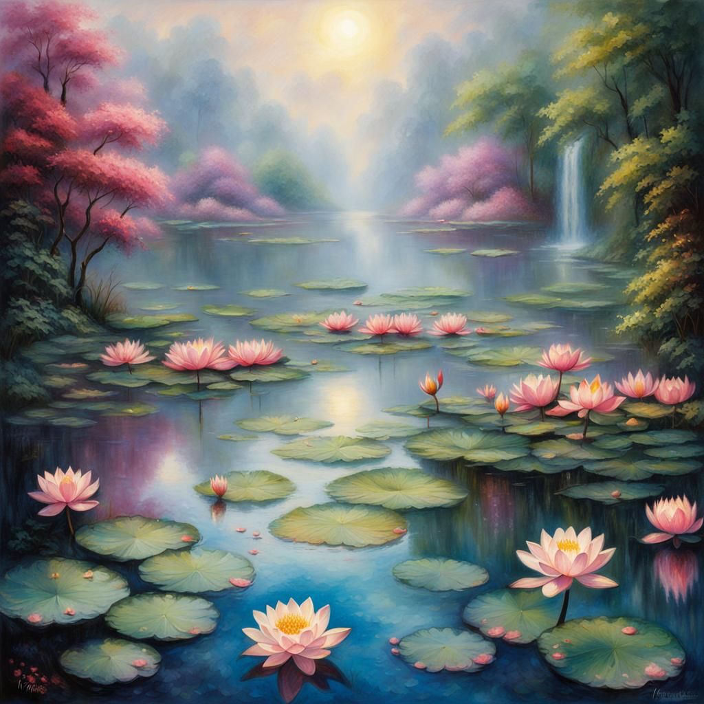 Majestic lotus flower in a pond  by @BiCi