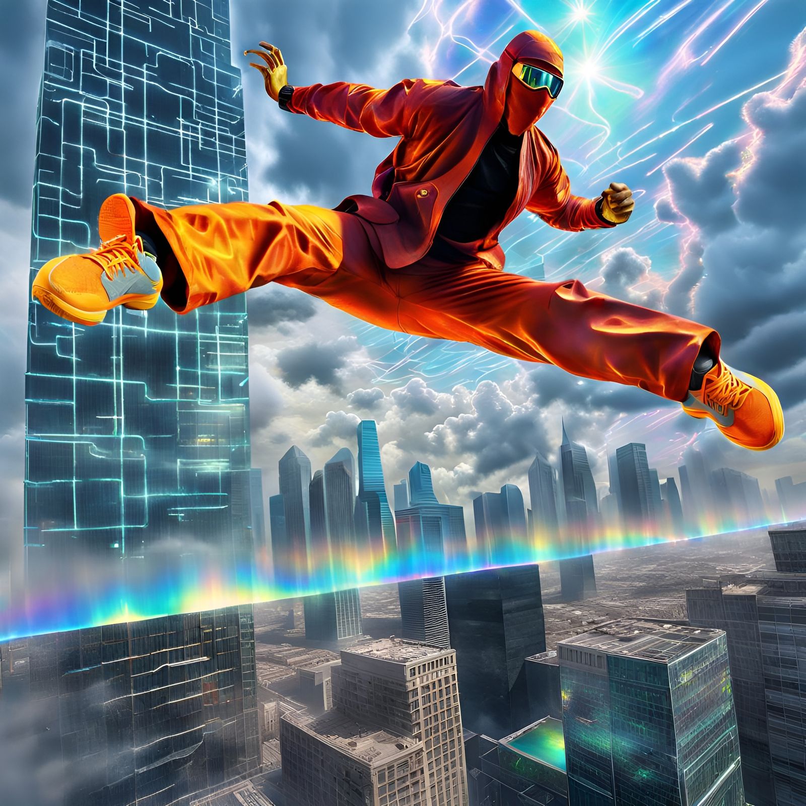 Digital Suspect Series Leaping to Safety AI Generated Artwork