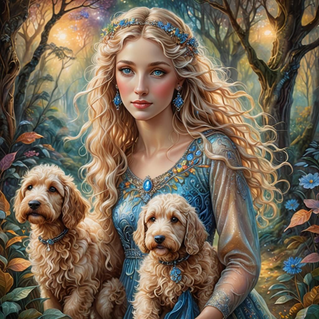 Girl with Labradoodles