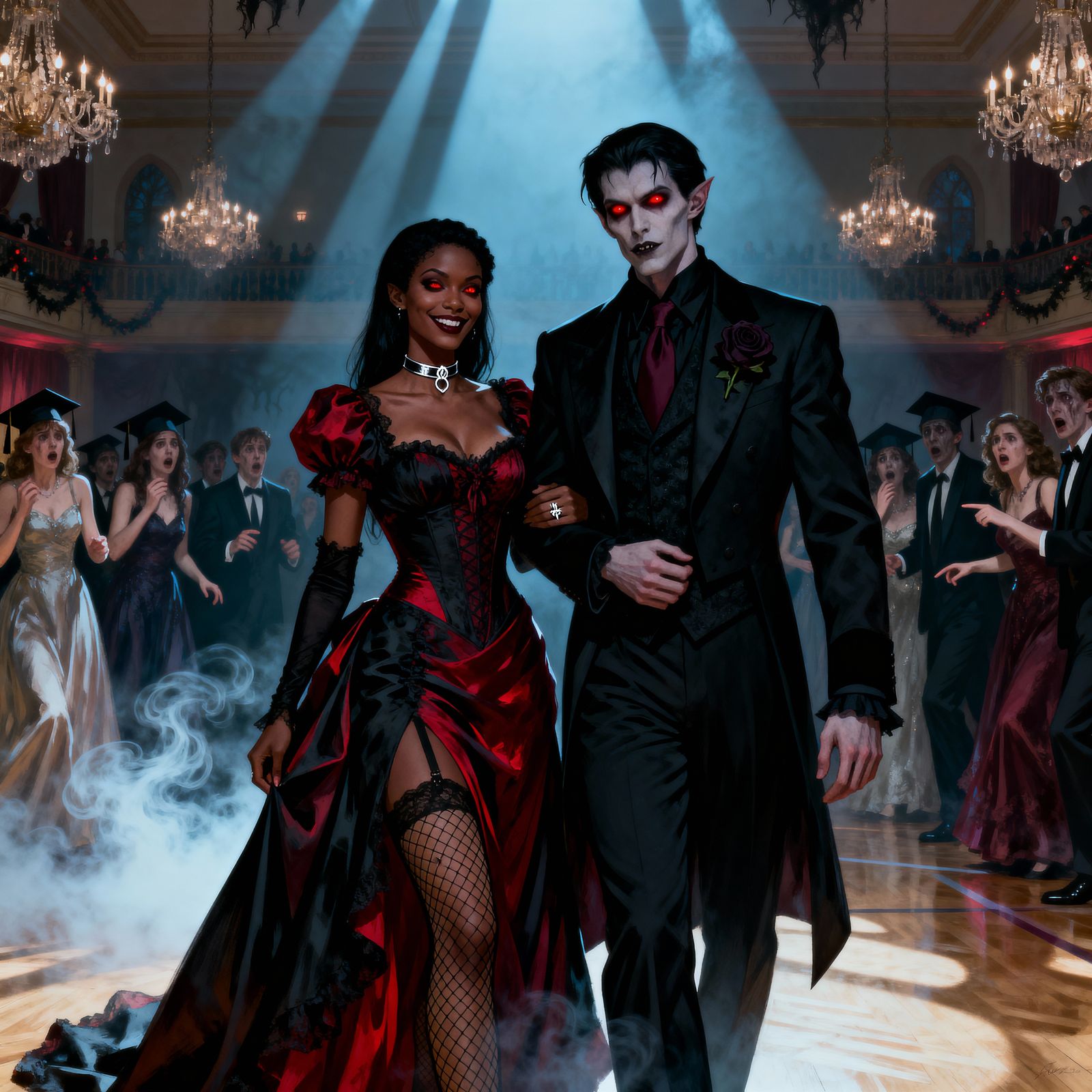 A glamorous couple at the prom