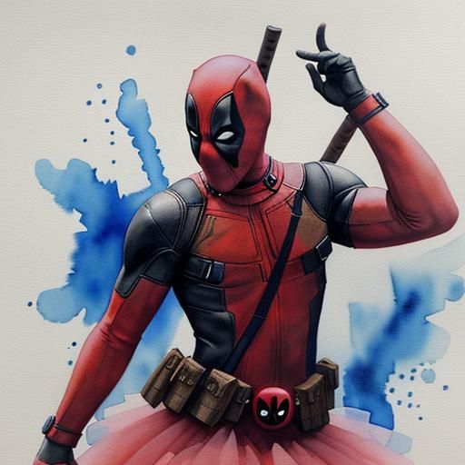 Deadpool wearing tutu. Watercolor - AI Generated Artwork - NightCafe ...