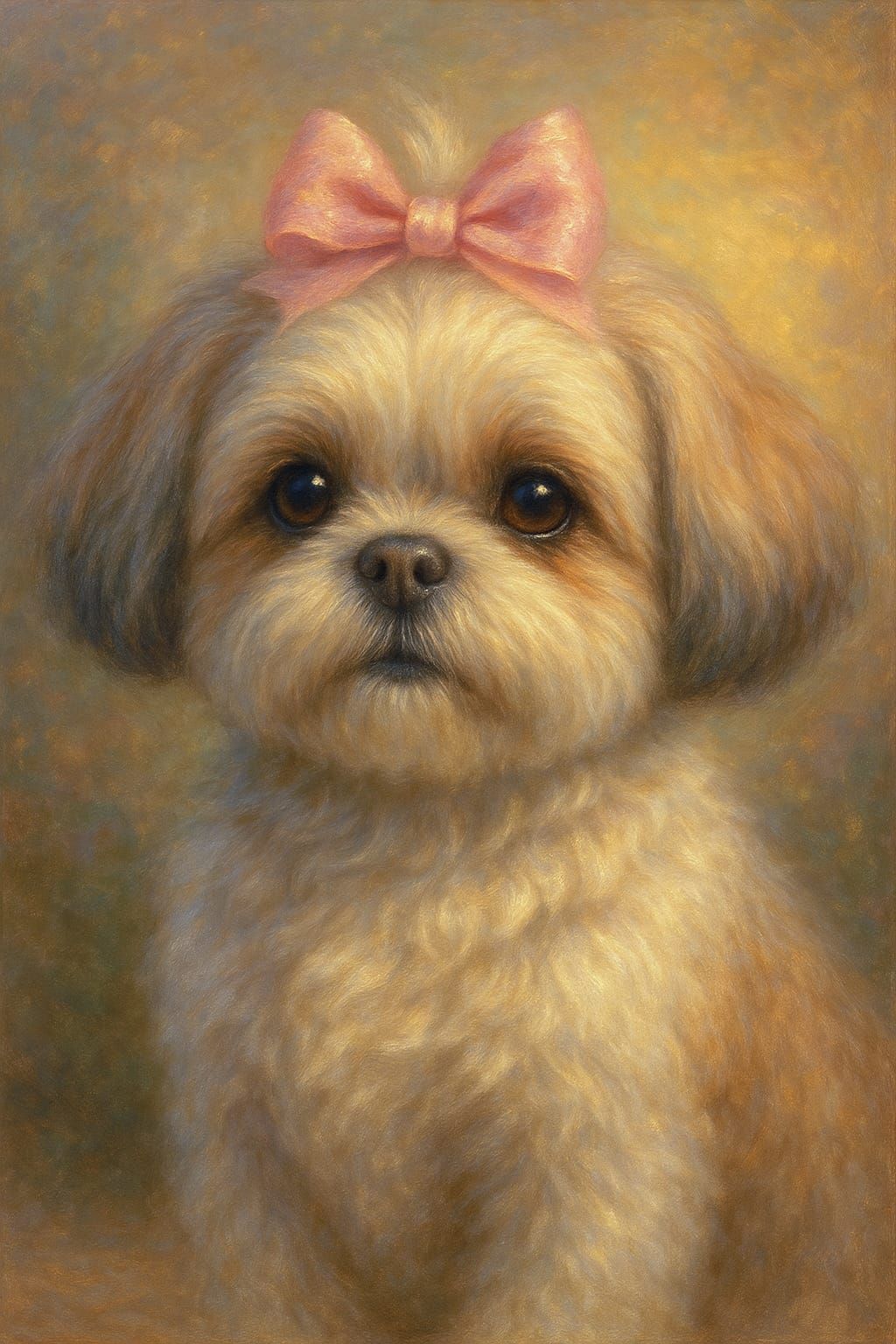 Shih Tzu Wearing a Pink Bow