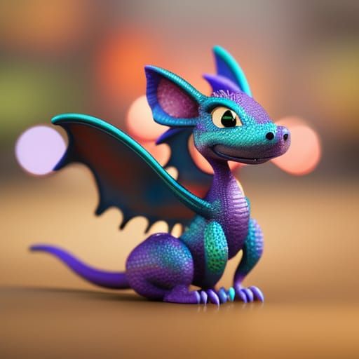 adorable micro dragon blowing out a birthday candle by Lovecraft