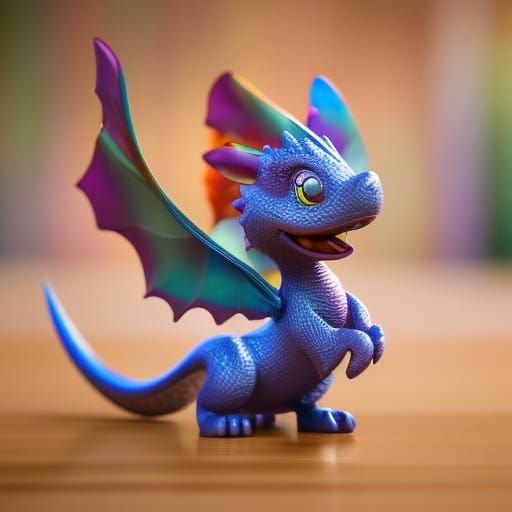 adorable micro dragon blowing out a birthday candle by Lovecraft