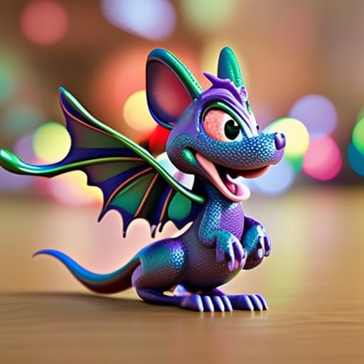 adorable micro dragon blowing out a birthday candle by Lovecraft