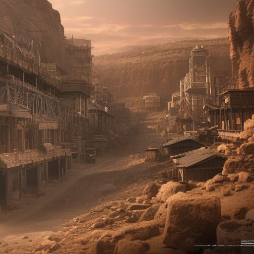 Dusty western mining town