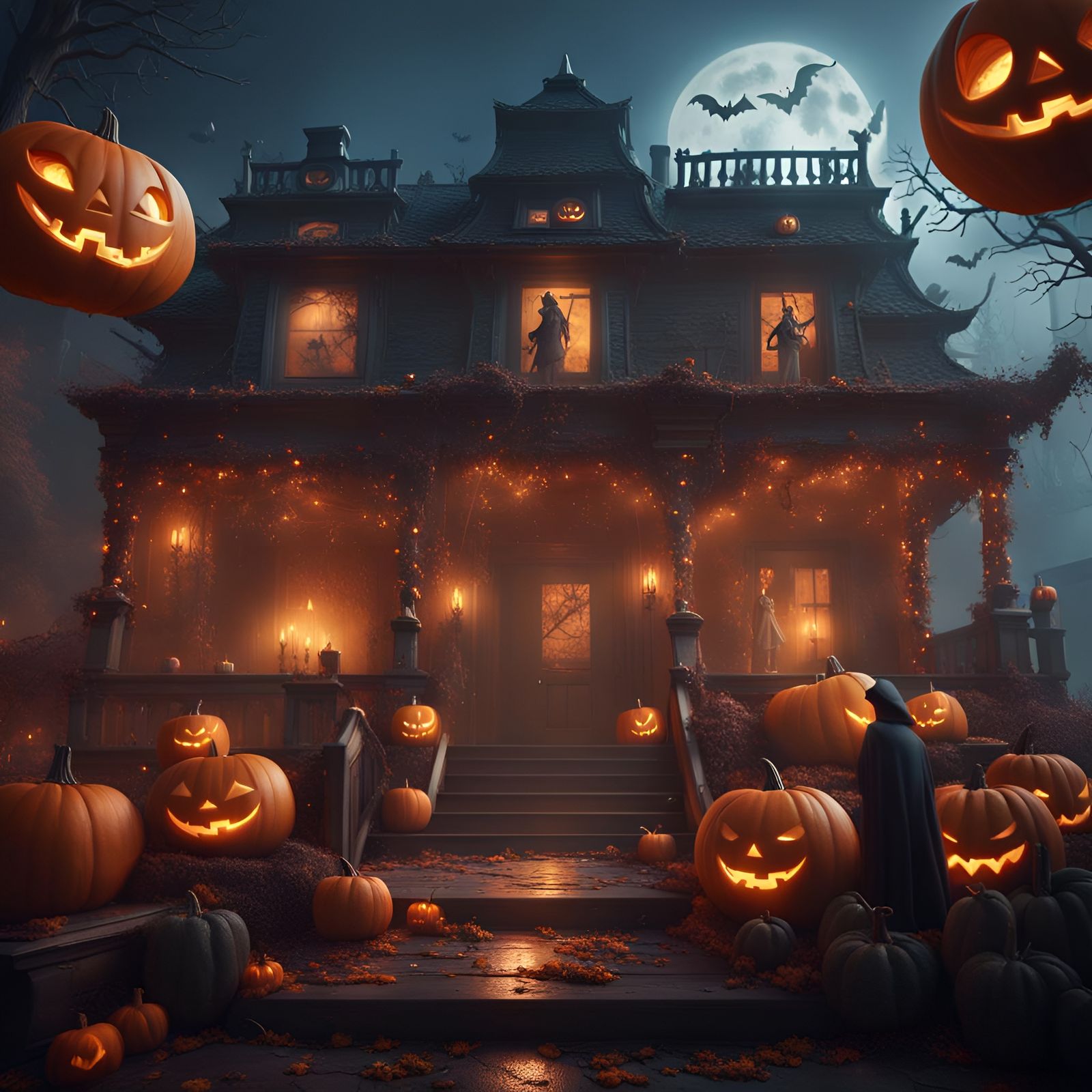 Haunted house - AI Generated Artwork - NightCafe Creator