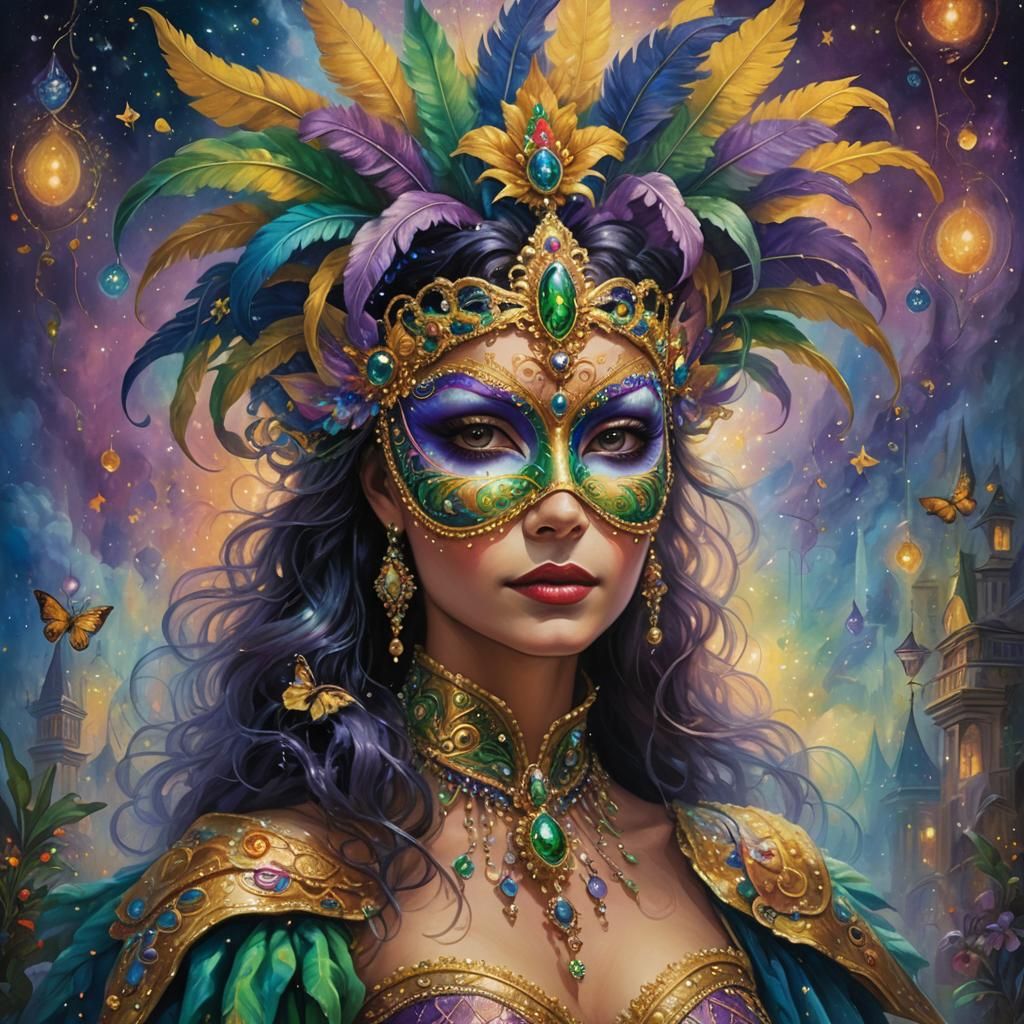 mesmerizing colorful mardi gras mask  by @amrellin