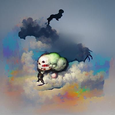 A zombie sitting on a cloud