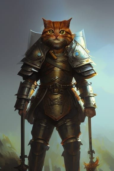 Dwarf Ginger Cat Paladin #4