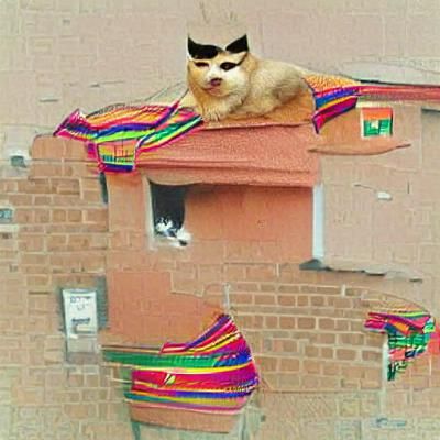 sitting cats on blocks