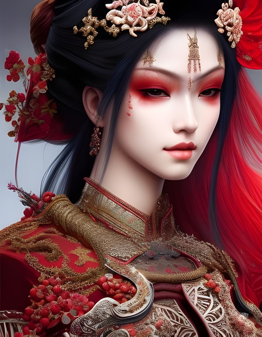 S2| The Red Geisha | 14 - AI Generated Artwork - NightCafe Creator