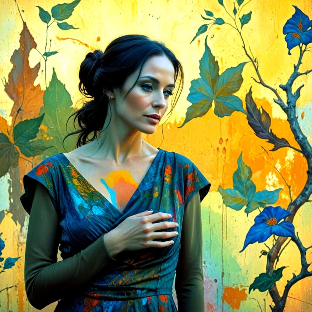 Expressive Portrait of a Happy Woman in Hyperrealistic Style