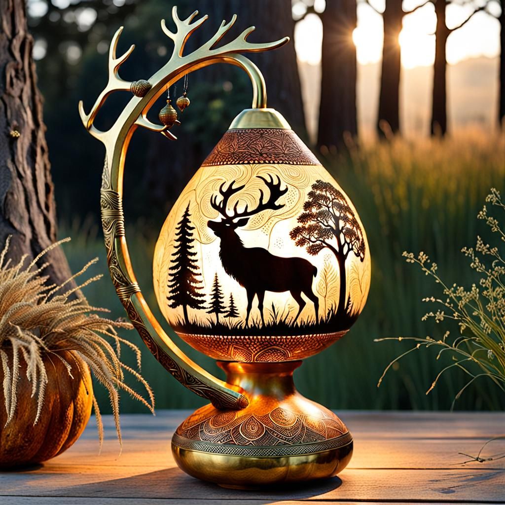 Elk Gourd Lamp  by @Chickadee
