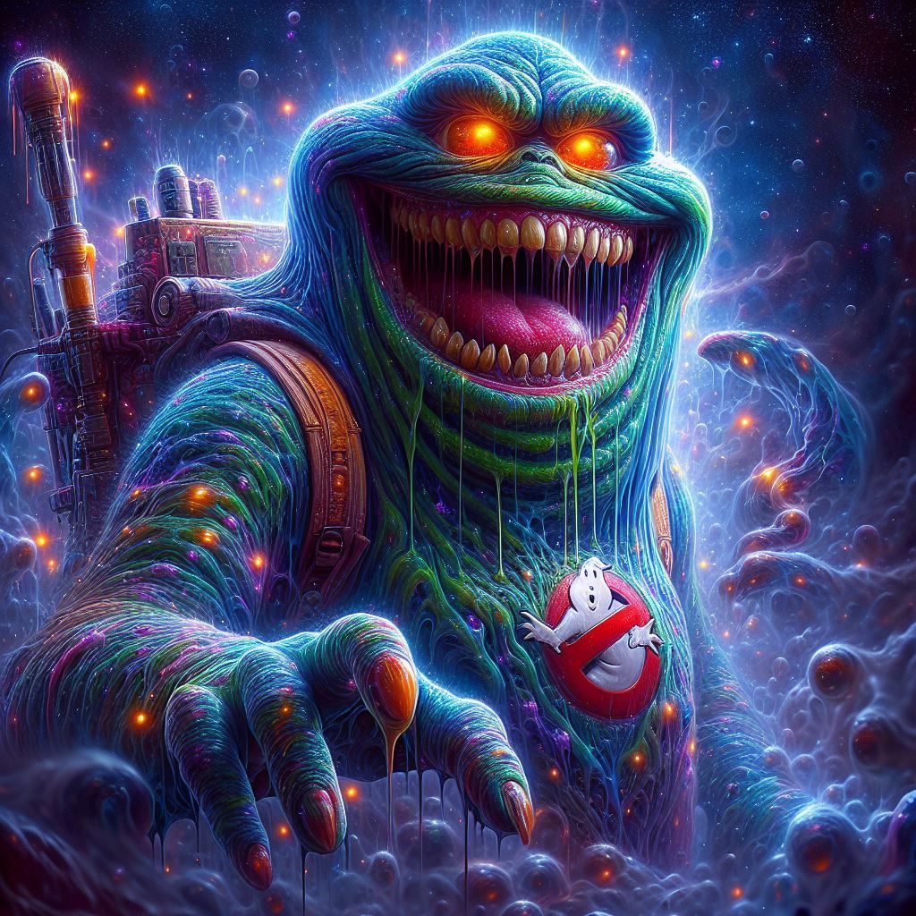 Slimer as a Ghostbuster