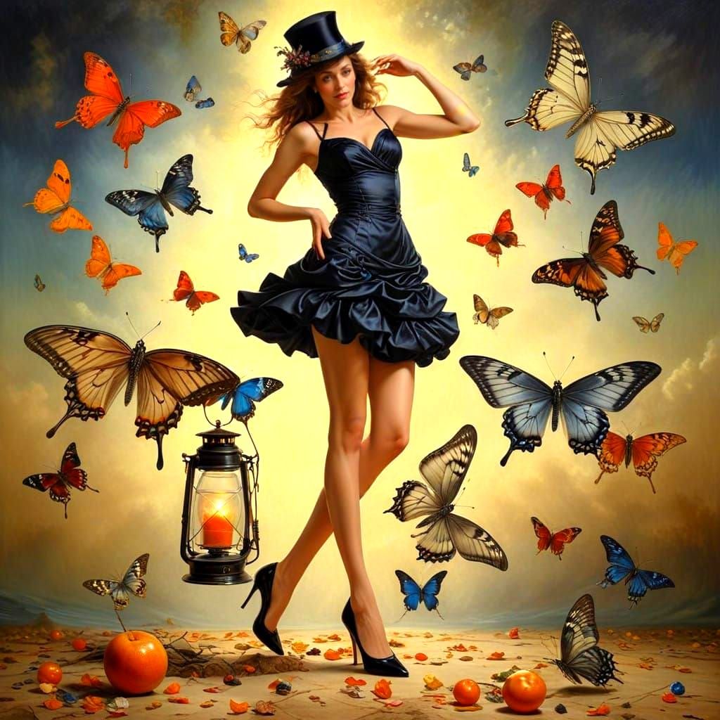 Surreal Portrait of a Confident Woman in a Fantastical Scene