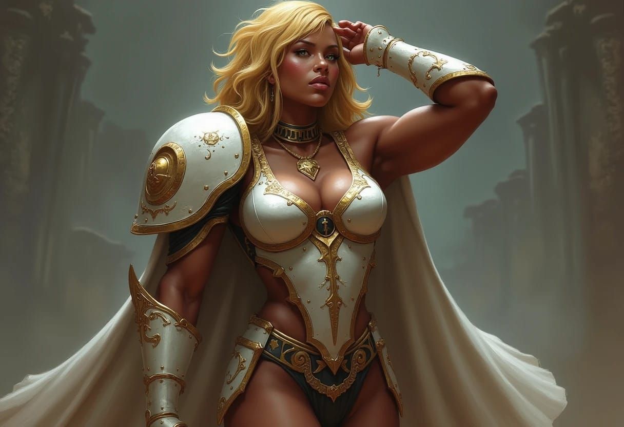 Muscular warrior woman