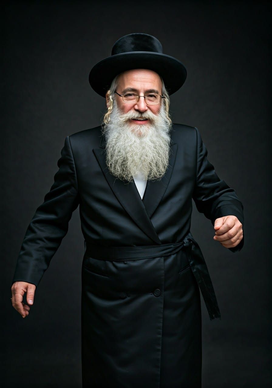 Orthodox Hasidic Man in Joyful Dance