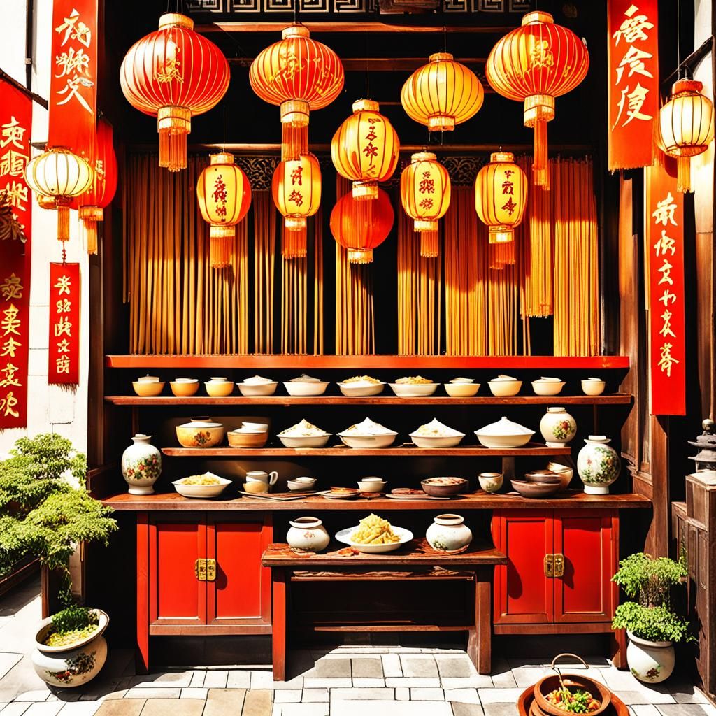 Dumplings and Royal Ceramics Still Life