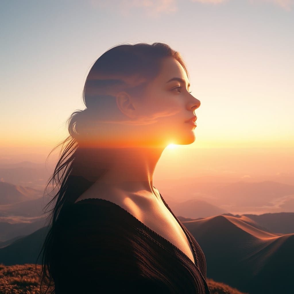 Surreal Goddess Emerges from Dreamlike Landscape