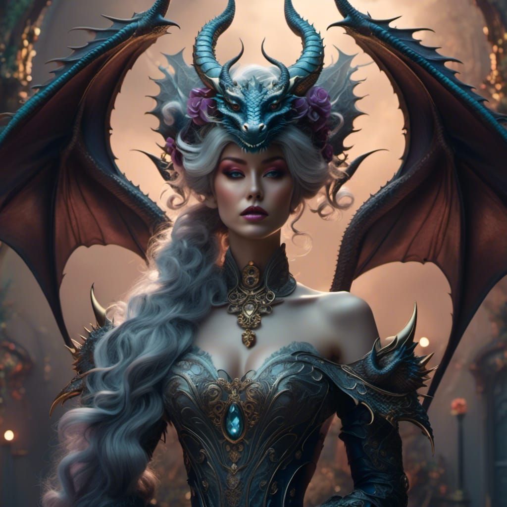 <lora:Romantic dragon:1.0>  Impossibly beautiful demon with Smokey wispy hair softly disappating by Amy Brown and Anna dittman and Amanda sa...