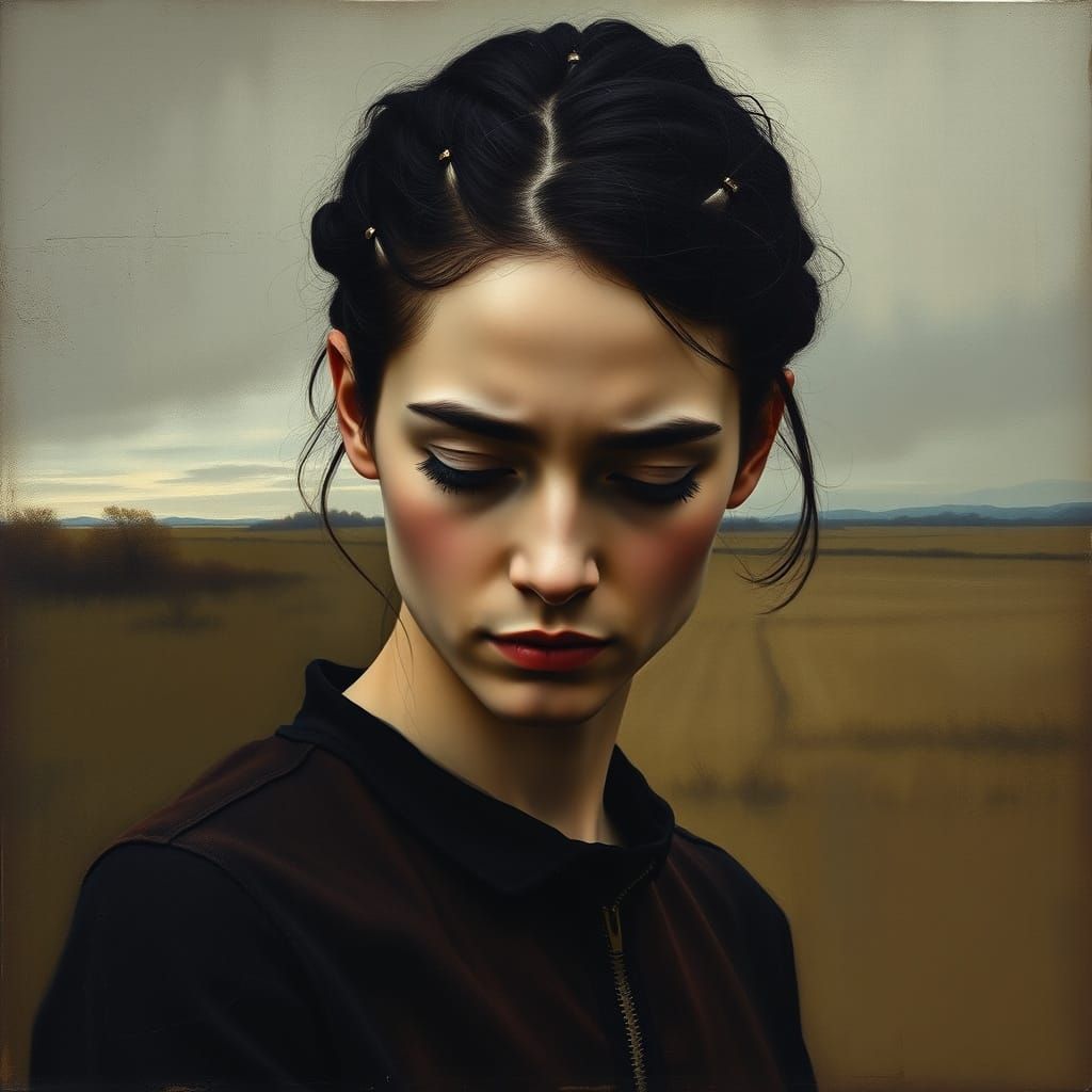 Melancholic Portrait in Earth Tones