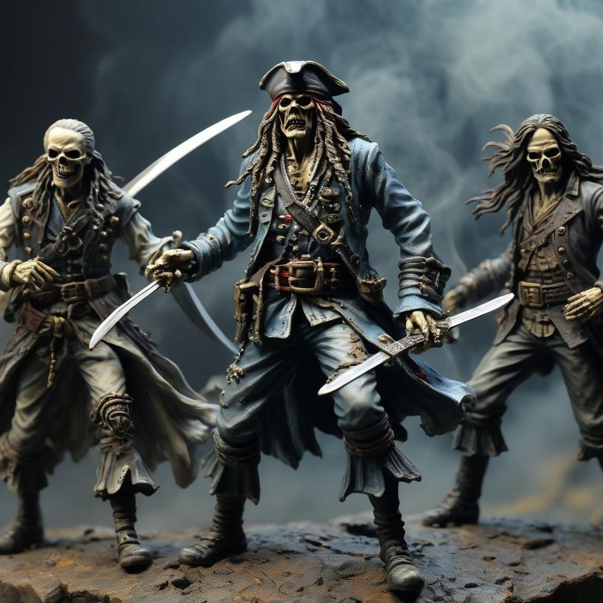 Ivory miniature figurines of pirates and Eddy from Iron maiden ...