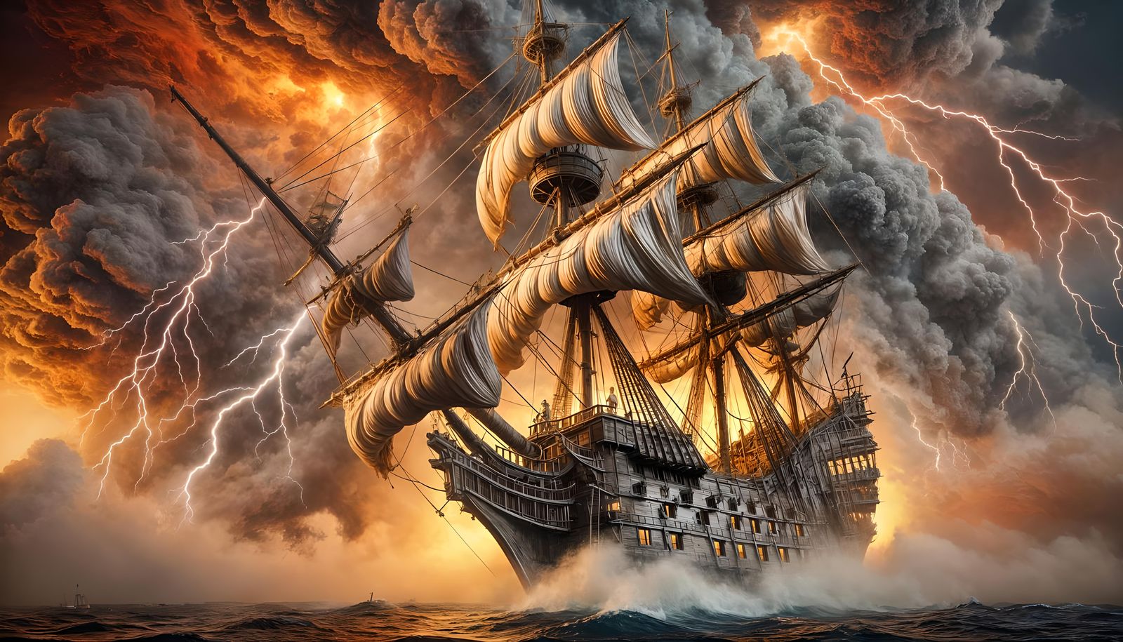 Spanish Galleon Surviving the Storm