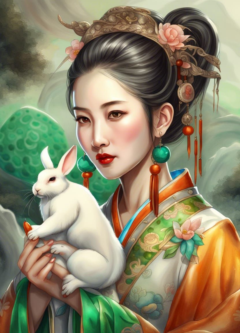 Chang'e and Jade Rabbit - AI Generated Artwork - NightCafe Creator