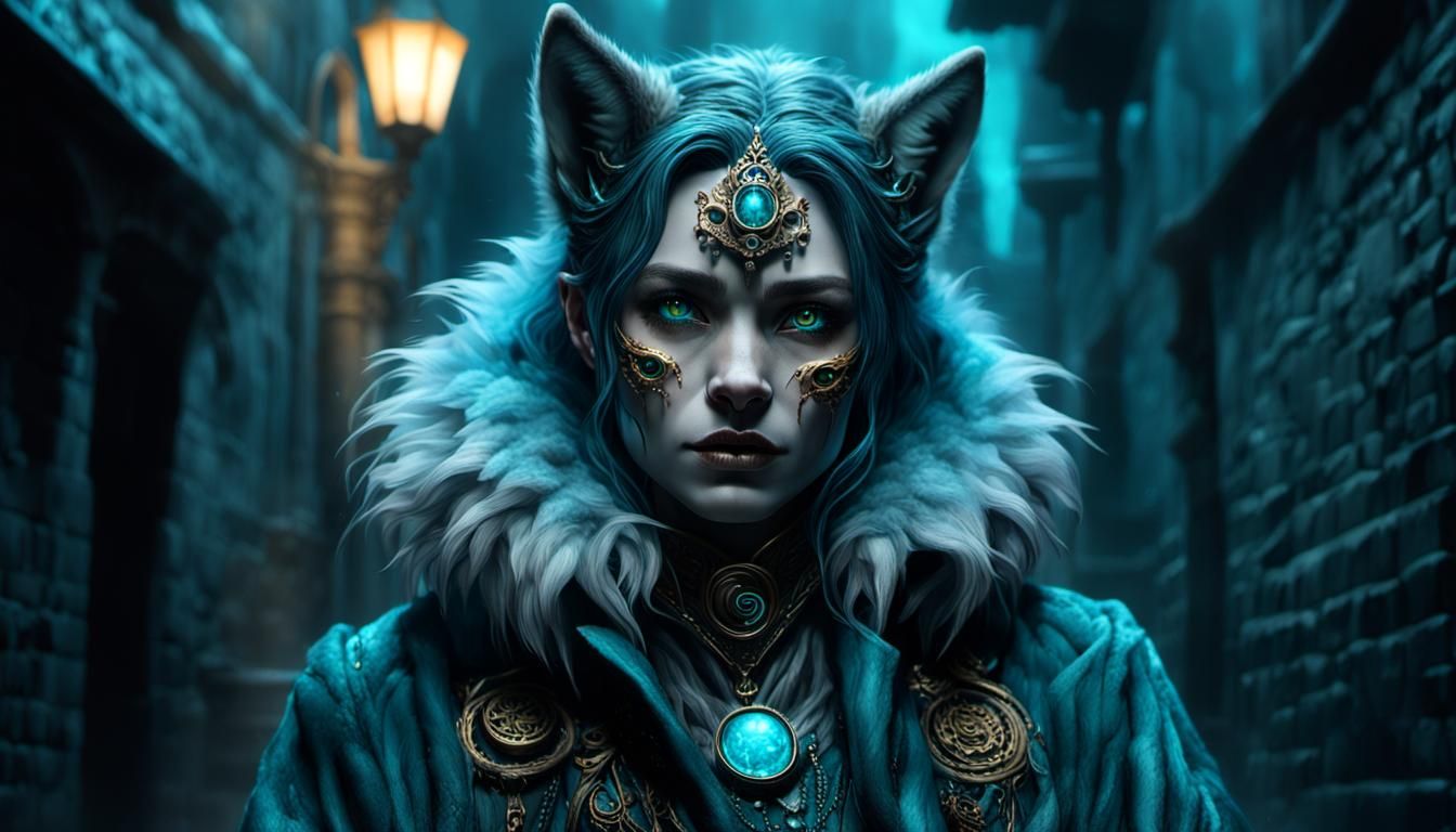 [La mejor calidad, sombreado, Detalle extremo, Muy detallado, Ultra detallado, intrincado, realista], mujer, hairy mujer, wolf mujer, retrat...