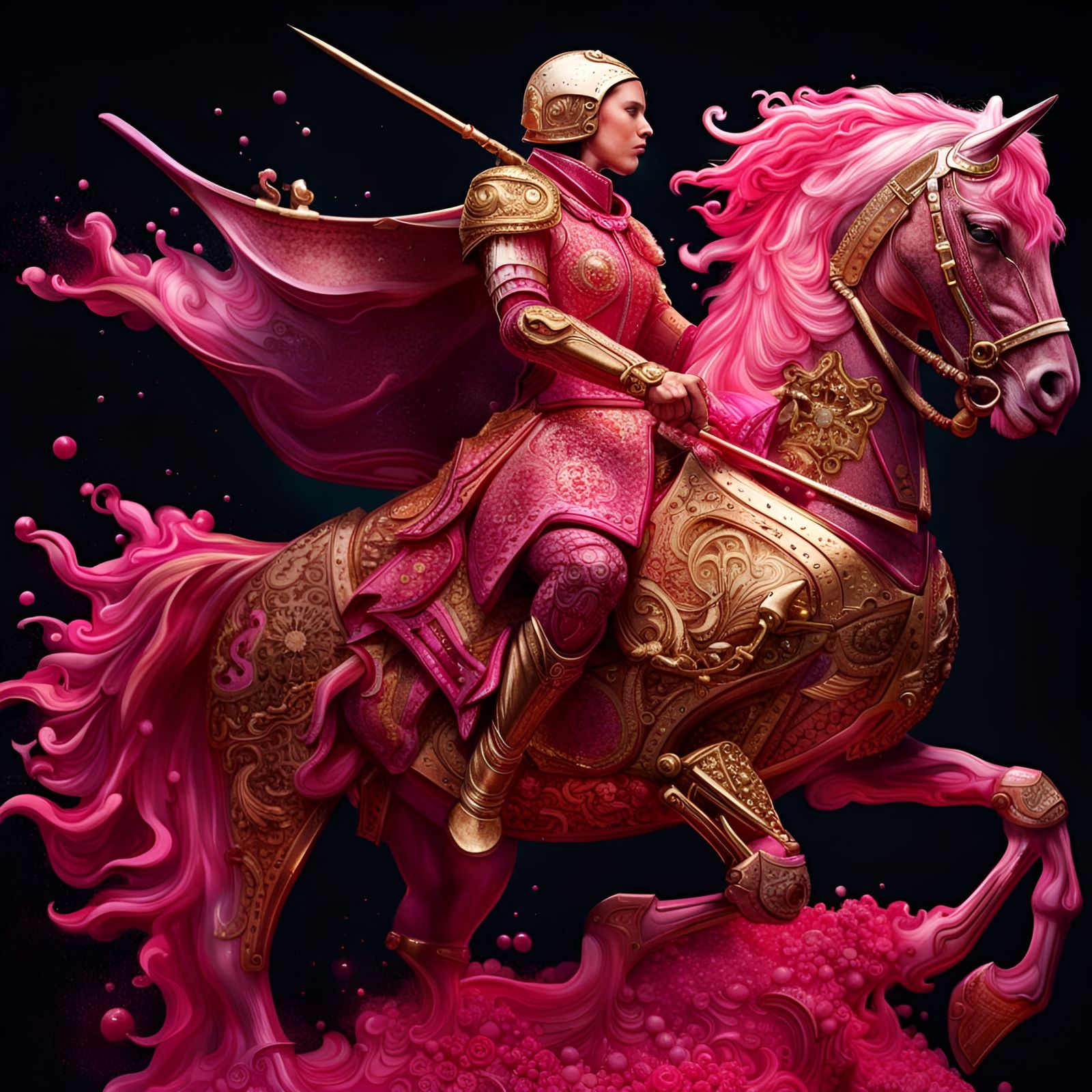 Knightess Riding To  Pink World Jousting Competition  by @Masterplayer