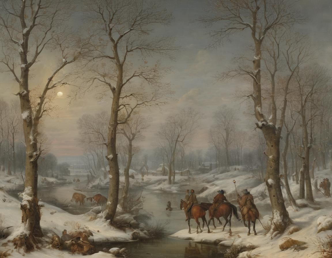 Hunters in the snow, by Breugel, Titian