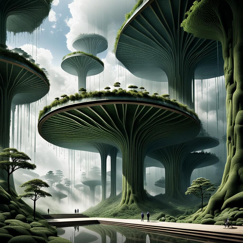 Hyperrealistic Architectural Park Design with Natural Elemen...