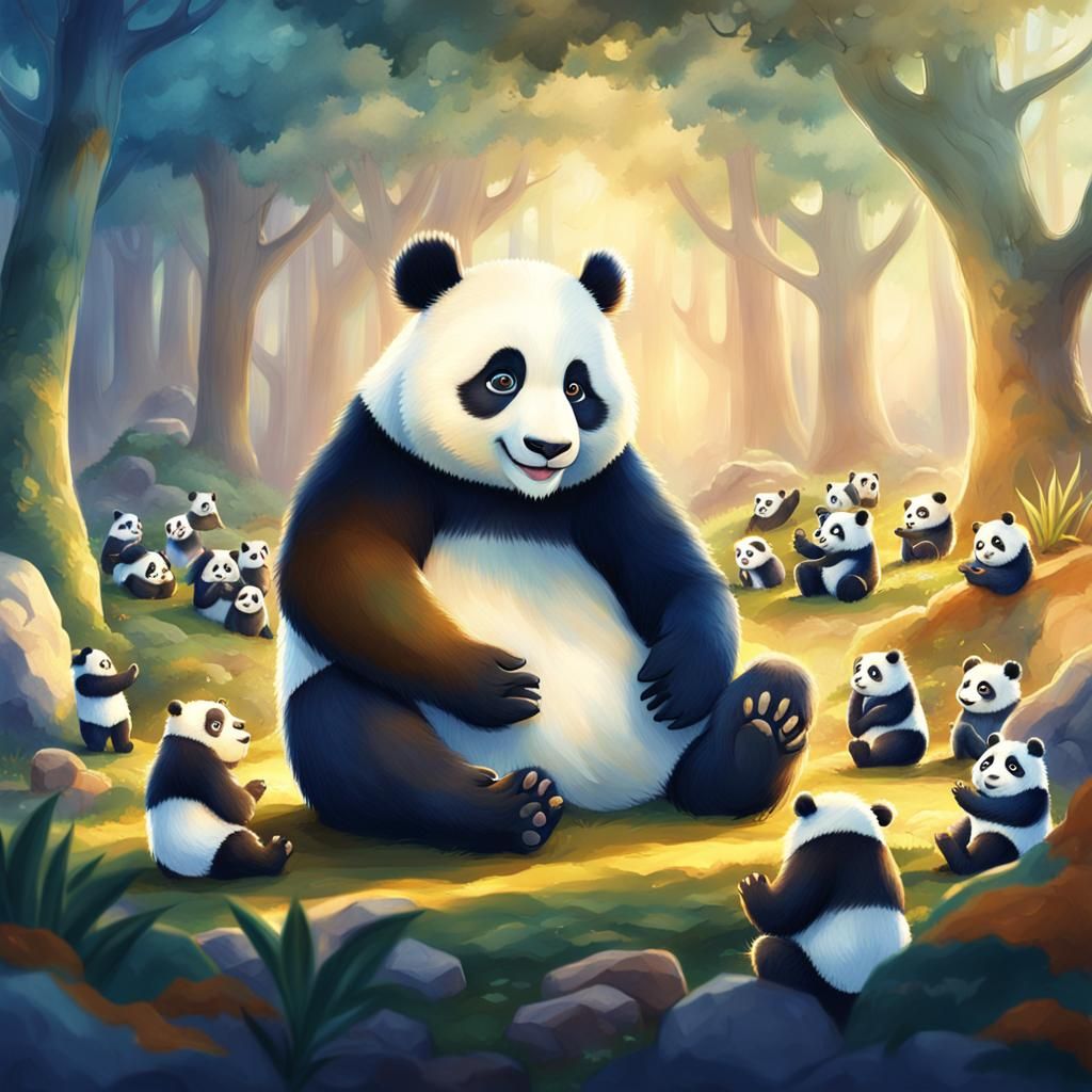 Pandas Learning Emotions in Kindergarten, Fantasy Art