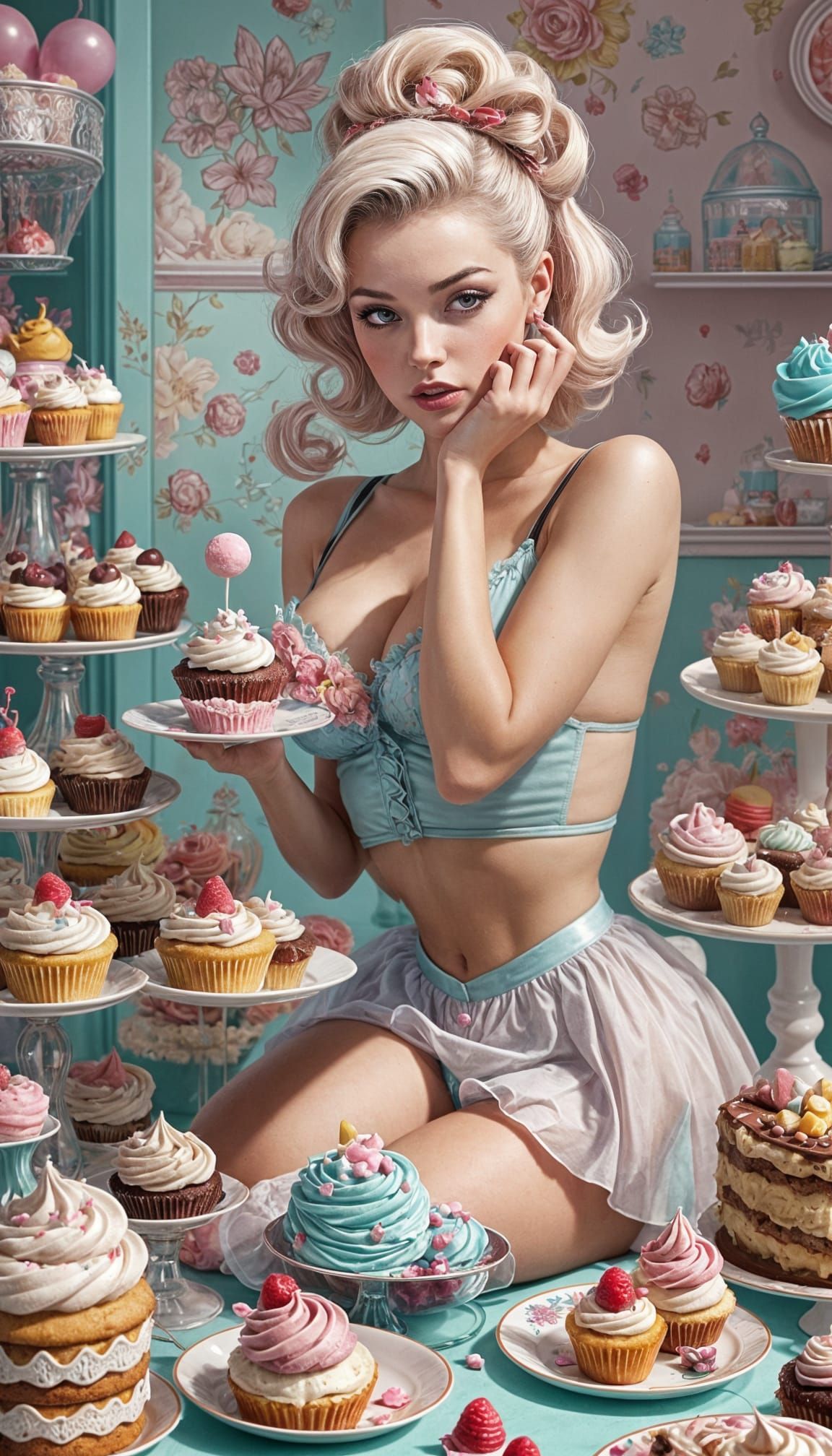 Perfect anatomy, meticulously detailed Beautiful pin up styl...
