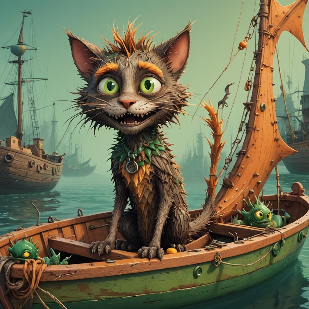 Cat in a boat