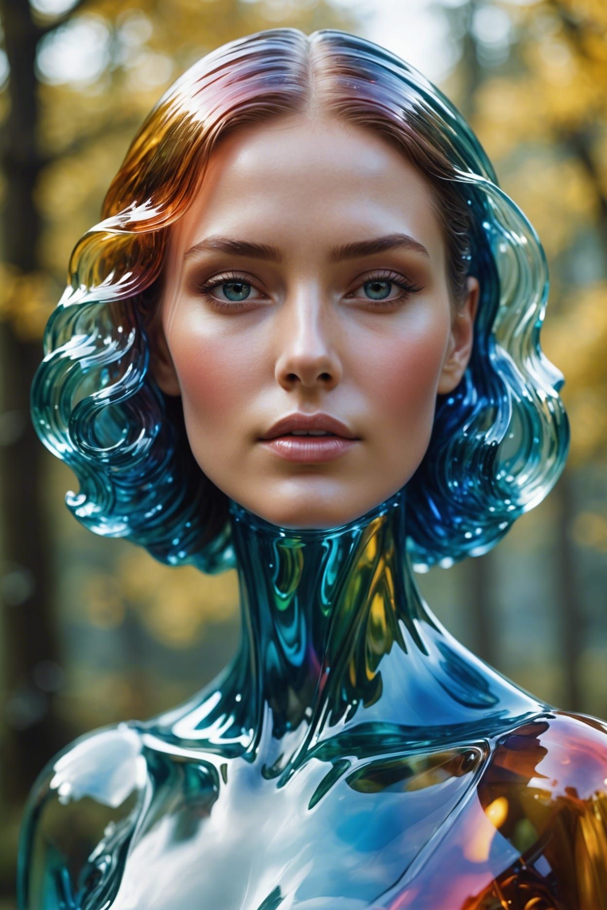 Woman made of entirely of glass